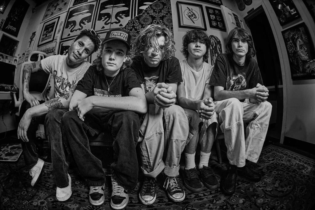 XCOMM band photo, black and white