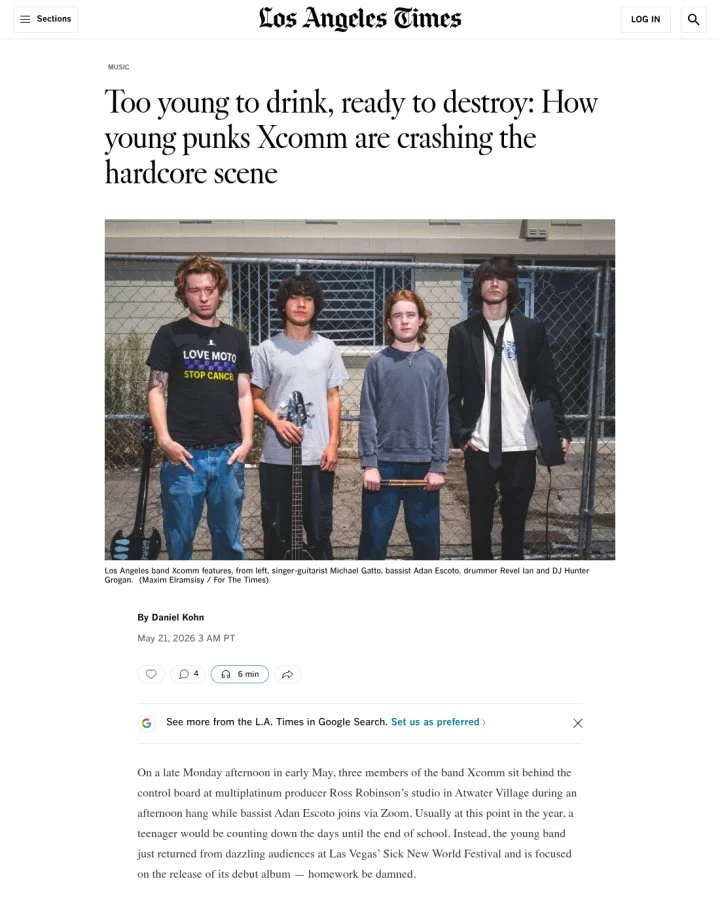 Los Angeles Times article screenshot
